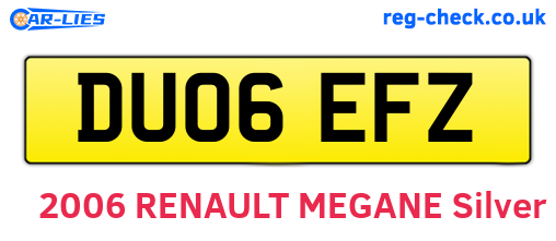 DU06EFZ are the vehicle registration plates.