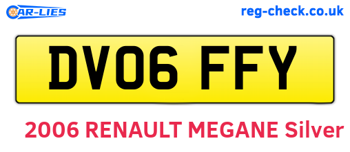 DV06FFY are the vehicle registration plates.