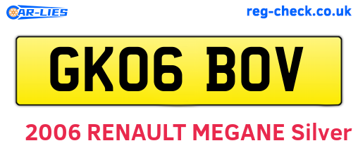 GK06BOV are the vehicle registration plates.