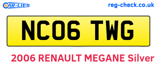 NC06TWG are the vehicle registration plates.