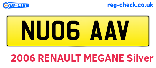 NU06AAV are the vehicle registration plates.