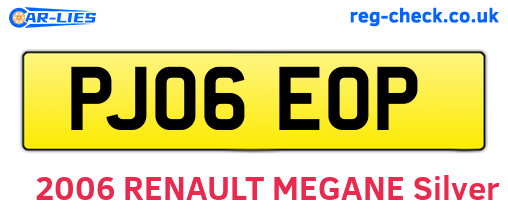 PJ06EOP are the vehicle registration plates.