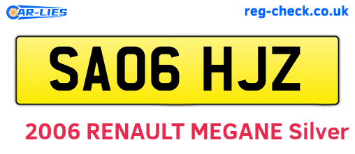 SA06HJZ are the vehicle registration plates.