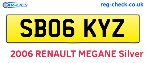 SB06KYZ are the vehicle registration plates.