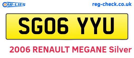 SG06YYU are the vehicle registration plates.