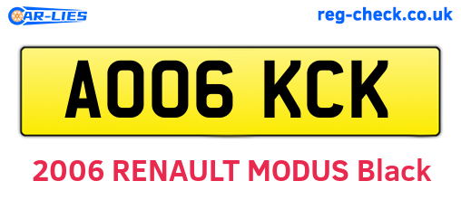 AO06KCK are the vehicle registration plates.
