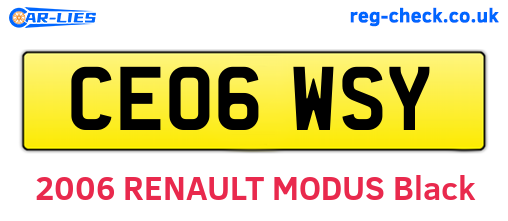 CE06WSY are the vehicle registration plates.