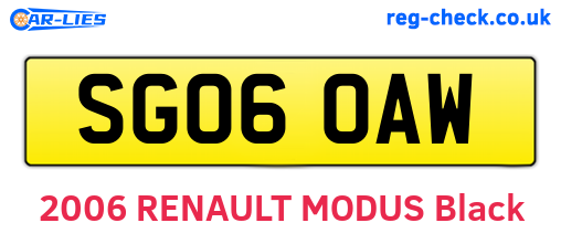 SG06OAW are the vehicle registration plates.