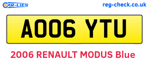AO06YTU are the vehicle registration plates.