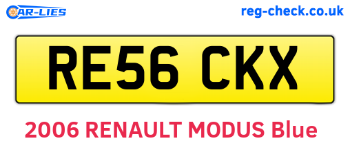 RE56CKX are the vehicle registration plates.