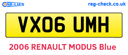 VX06UMH are the vehicle registration plates.