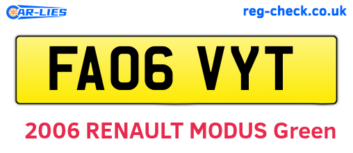 FA06VYT are the vehicle registration plates.
