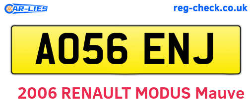 AO56ENJ are the vehicle registration plates.