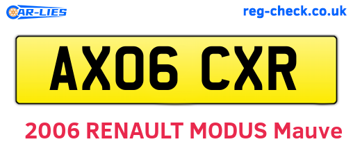 AX06CXR are the vehicle registration plates.