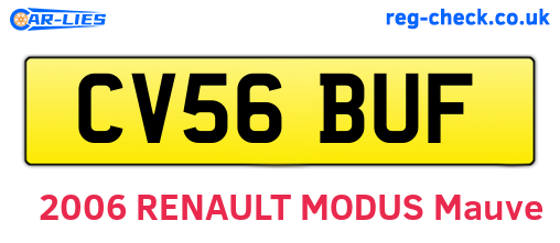CV56BUF are the vehicle registration plates.