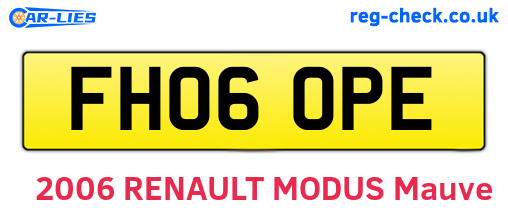 FH06OPE are the vehicle registration plates.