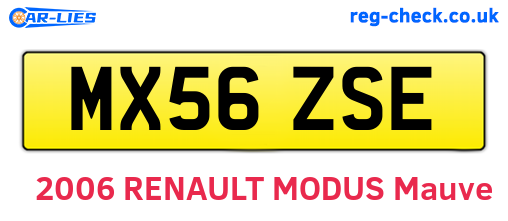 MX56ZSE are the vehicle registration plates.