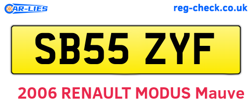 SB55ZYF are the vehicle registration plates.