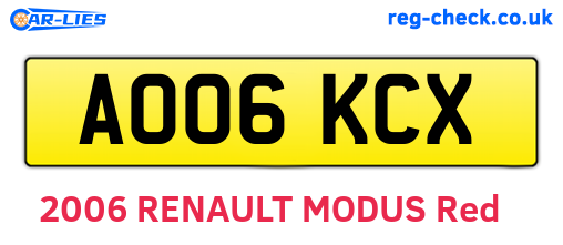 AO06KCX are the vehicle registration plates.