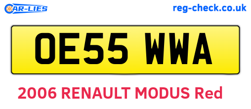 OE55WWA are the vehicle registration plates.