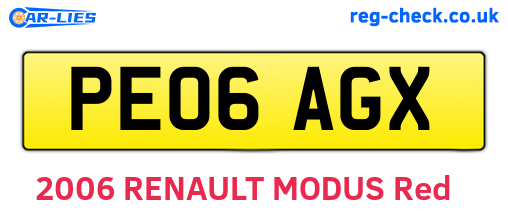 PE06AGX are the vehicle registration plates.