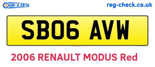 SB06AVW are the vehicle registration plates.