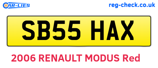 SB55HAX are the vehicle registration plates.