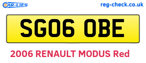 SG06OBE are the vehicle registration plates.