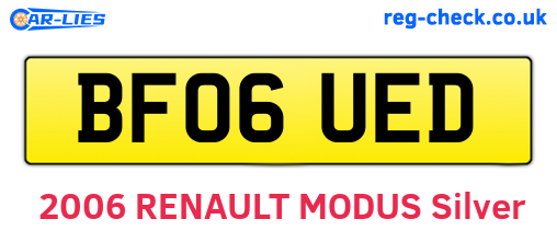 BF06UED are the vehicle registration plates.