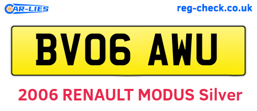 BV06AWU are the vehicle registration plates.