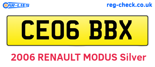 CE06BBX are the vehicle registration plates.