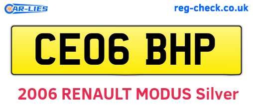 CE06BHP are the vehicle registration plates.