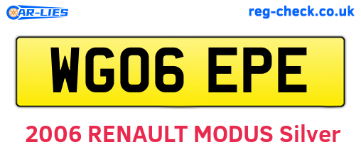 WG06EPE are the vehicle registration plates.