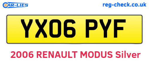 YX06PYF are the vehicle registration plates.