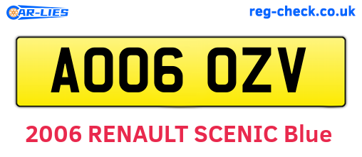 AO06OZV are the vehicle registration plates.