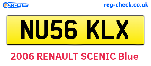 NU56KLX are the vehicle registration plates.