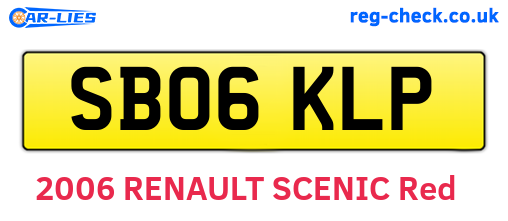 SB06KLP are the vehicle registration plates.