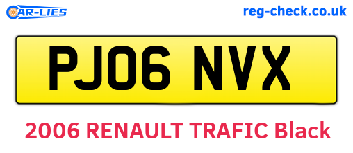 PJ06NVX are the vehicle registration plates.
