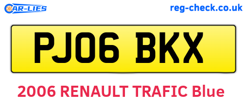 PJ06BKX are the vehicle registration plates.