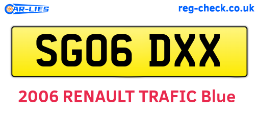 SG06DXX are the vehicle registration plates.