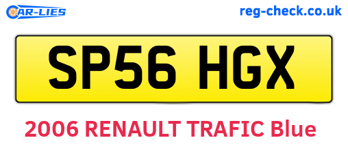 SP56HGX are the vehicle registration plates.