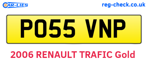 PO55VNP are the vehicle registration plates.