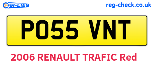 PO55VNT are the vehicle registration plates.