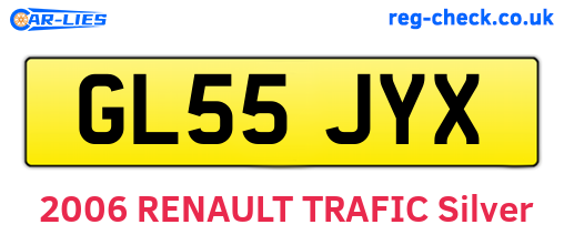 GL55JYX are the vehicle registration plates.