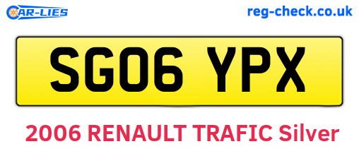 SG06YPX are the vehicle registration plates.