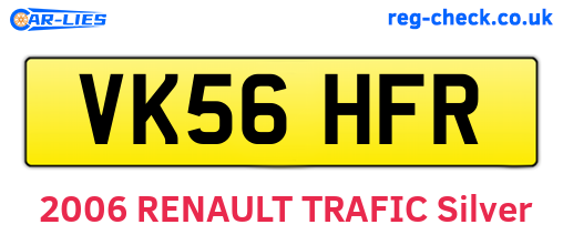 VK56HFR are the vehicle registration plates.