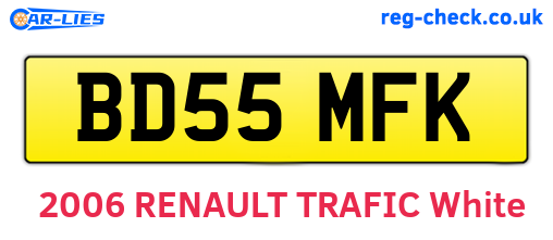 BD55MFK are the vehicle registration plates.