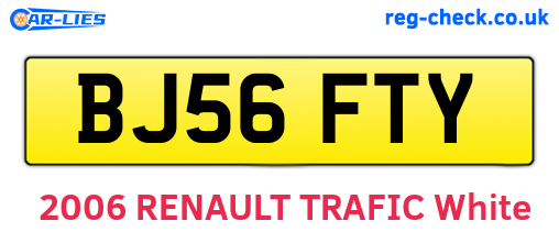BJ56FTY are the vehicle registration plates.