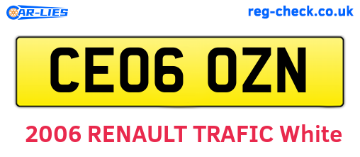 CE06OZN are the vehicle registration plates.