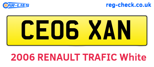 CE06XAN are the vehicle registration plates.
